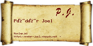 Pádár Joel névjegykártya